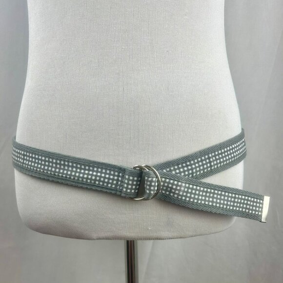 Karen Scott D Ring Belt Women Plus 24 Black Gray Set of 2 Gingham Plaid Ribbon - Picture 2 of 5